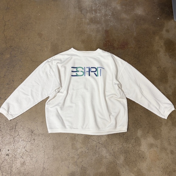Vintage Esprit White Pullover Sweatshirt Long Sleeve with Multicolor Logo 90s - Picture 9 of 9